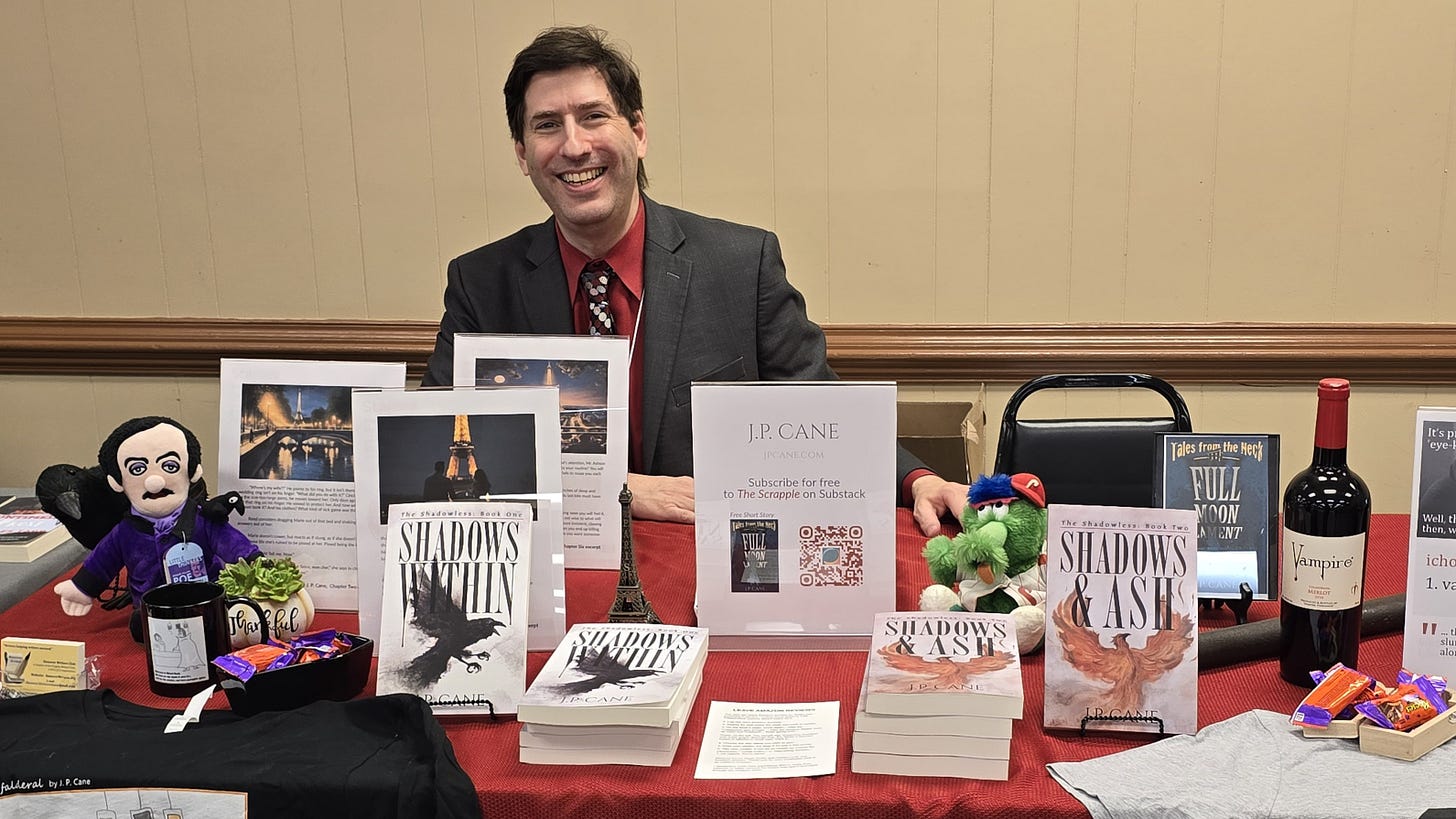 J.P. Cane at his table.