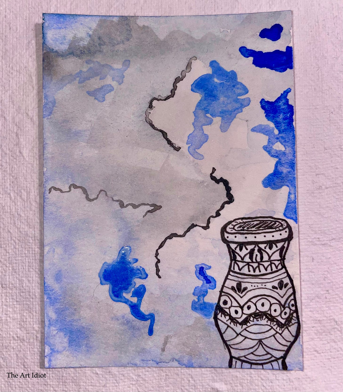 Sentimental Value sketch; watercolor paper, watercolors, and ink