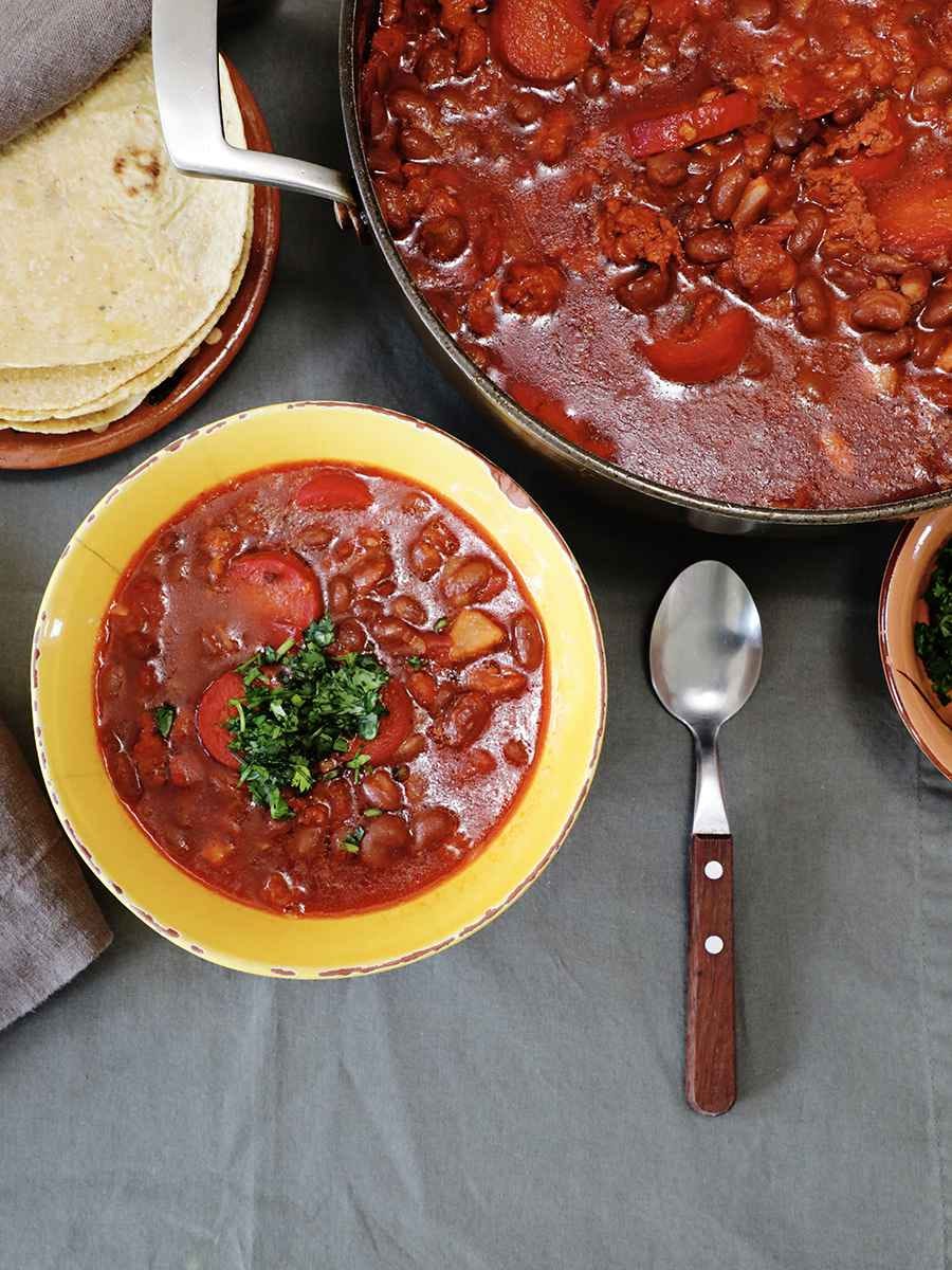 frijoles charros served on table frijoles charros served on table