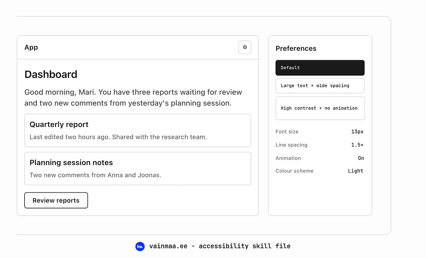 Dashboard visual in default mode: smaller text, tighter layout Dashboard visual in default mode: smaller text, tighter layout