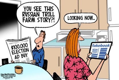 Political cartoon U.S. Russia Facebook 2016 election meddling fake news |  The Week