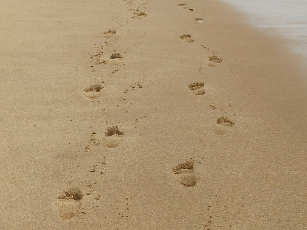 footprints on the sand during daytime