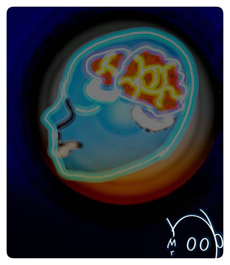 3 Sketches of varying quality, Best to Medium, Cat resting on pool chair, Brain as possibly shown by AI, but hand-drawn, and A snow-man skiing downhill. Why? read the post.