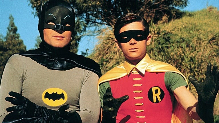 Adam West as Batman and Burt Ward as Robin