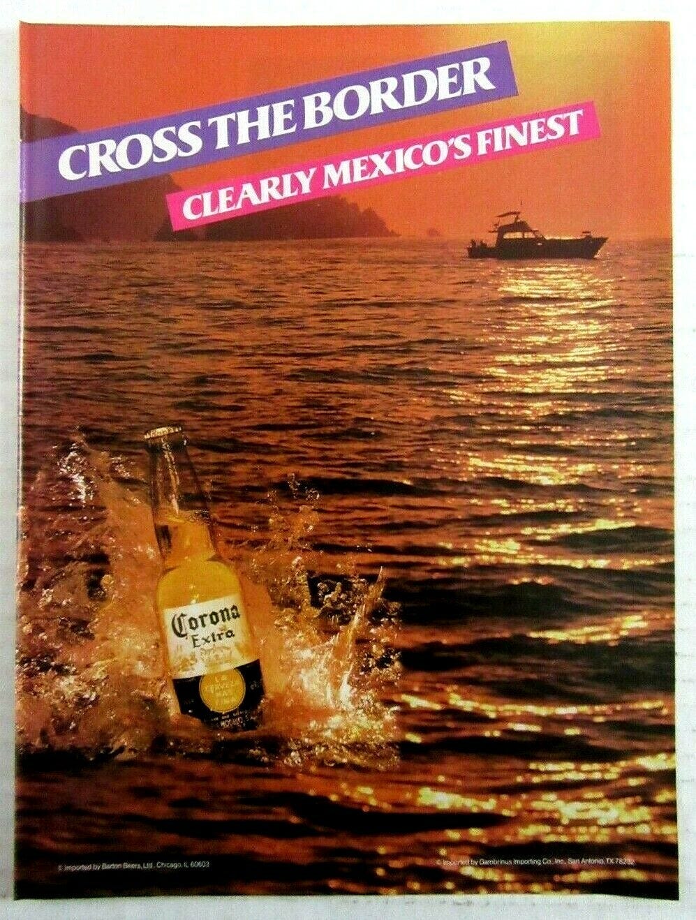 1987 CORONA EXTRA BEER Cross The Border - Clearly Mexico's Finest Magazine  Ad | eBay