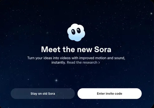 Meet the new Sora invite code screen