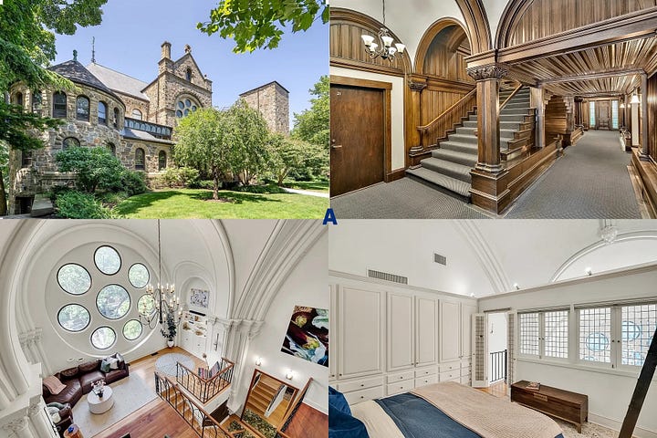 Church conversion in Brookline, Massachusetts (A) and Saginaw, Michigan (B).