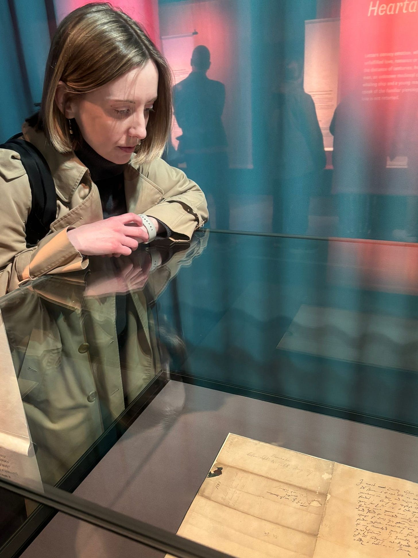 Dr Joanne Paul looking at Dudley's last letter to Elizabeth I