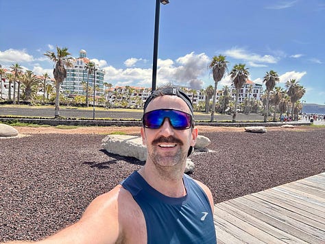 Three running photos from Tenerife, capturing solo runs on the beach.