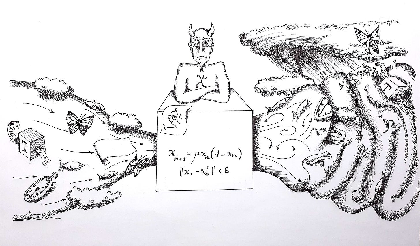 Ricard Solé on X: "Simple nonlinear systems equations can display sensitivity to initial conditions. That's the origin of deterministic chaos. A demon with a vast knowledge of the past will not be Ricard Solé on X: "Simple nonlinear systems equations can display sensitivity to initial conditions. That's the origin of deterministic chaos. A demon with a vast knowledge of the past will not be