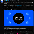 🧵ROLLUP: Baseエコシステムファンドの初期6つの投資先とは