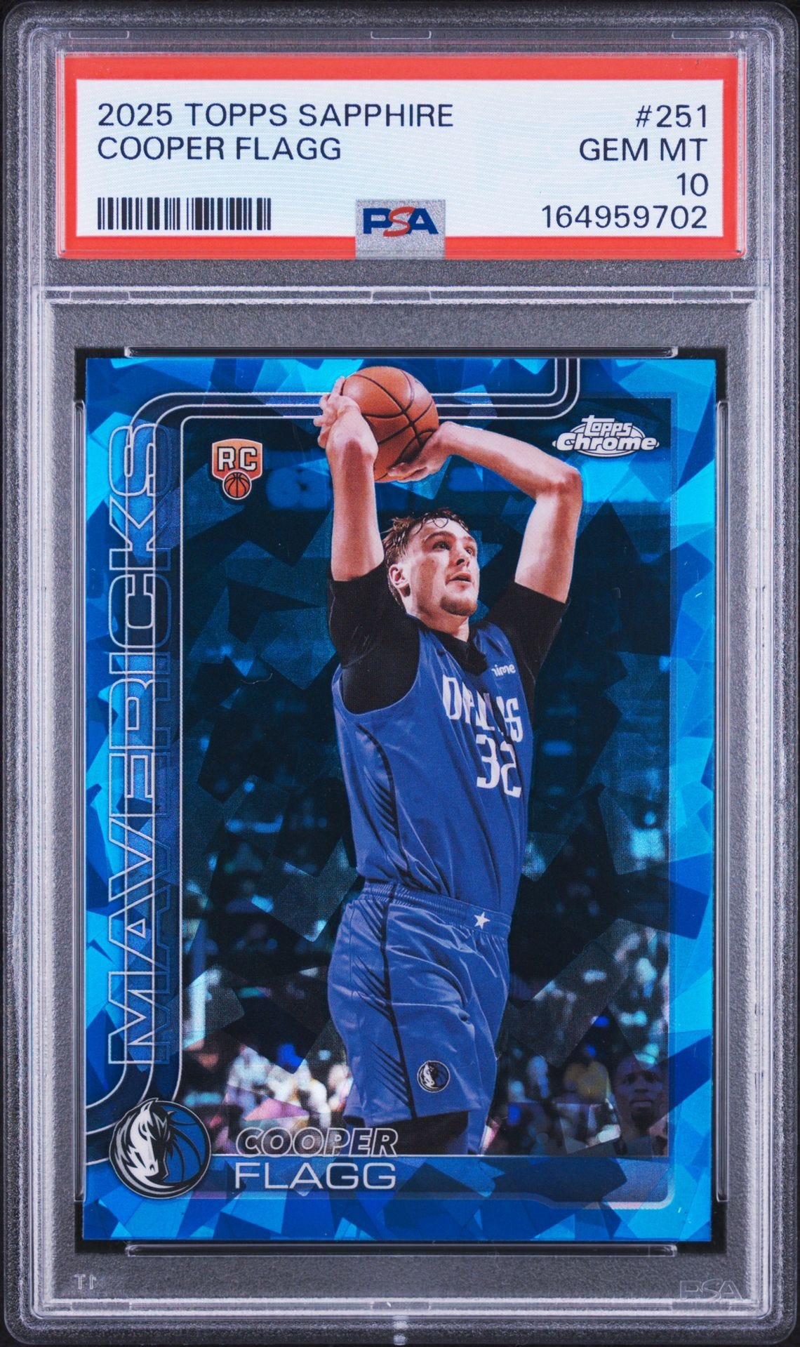 2025 Cooper Flagg Topps Chrome Sapphire #251 PSA 10