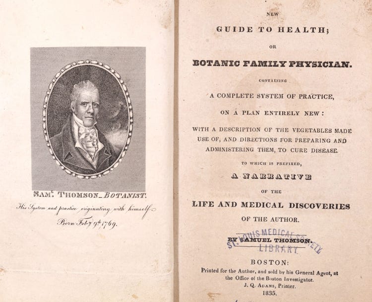 A portrait of Samuel Thomson.