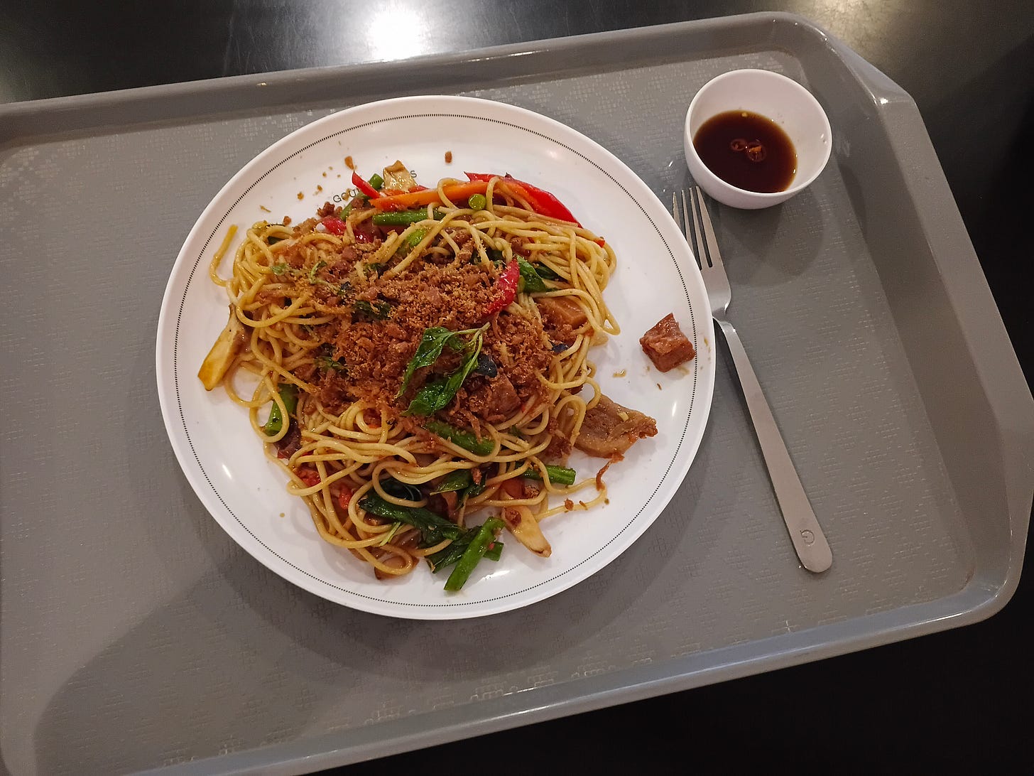 spicy thai spaghetti on a tray spicy thai spaghetti on a tray