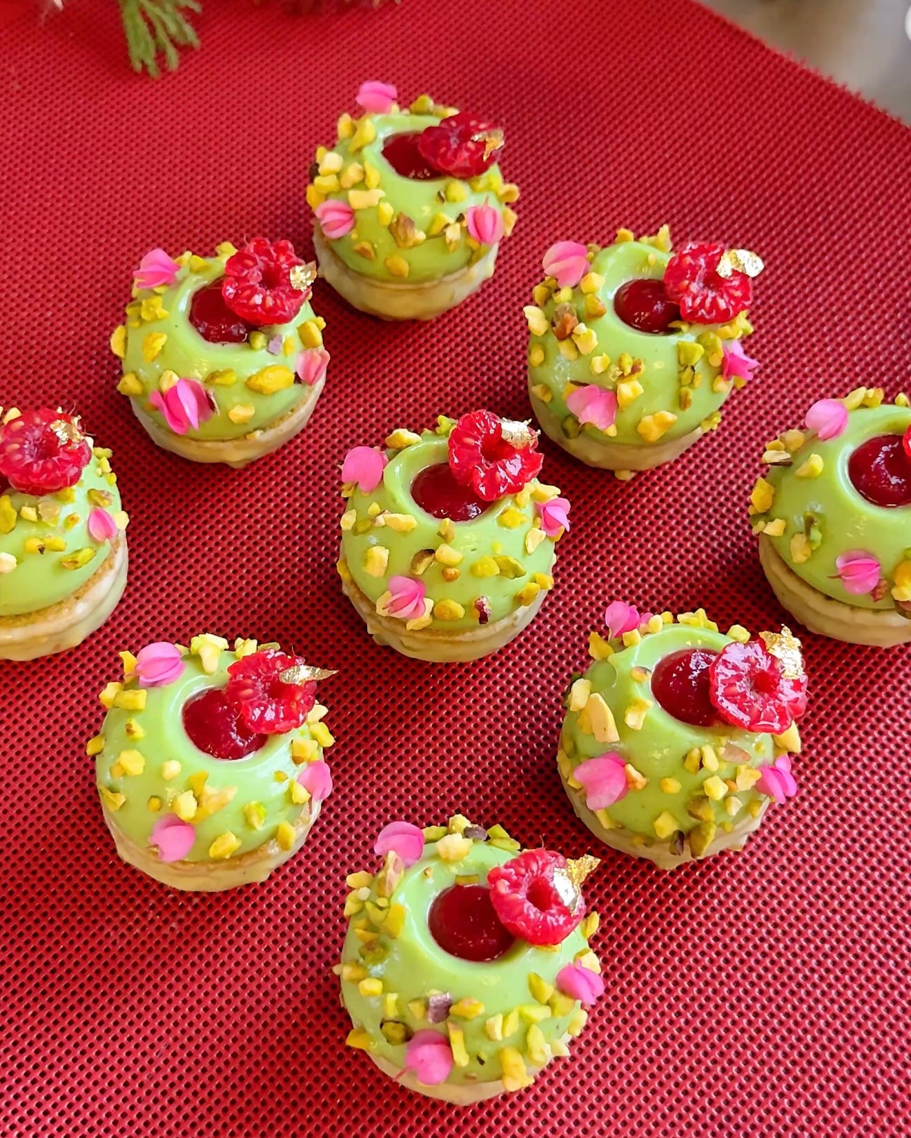 Pistachio Raspberry Petit Fours - Soohyun Lee