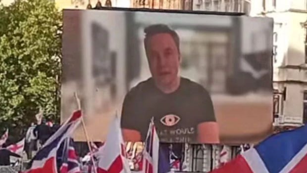 Elon Musk beams into far-right London march to demand 'dissolution' of UK  parliament 