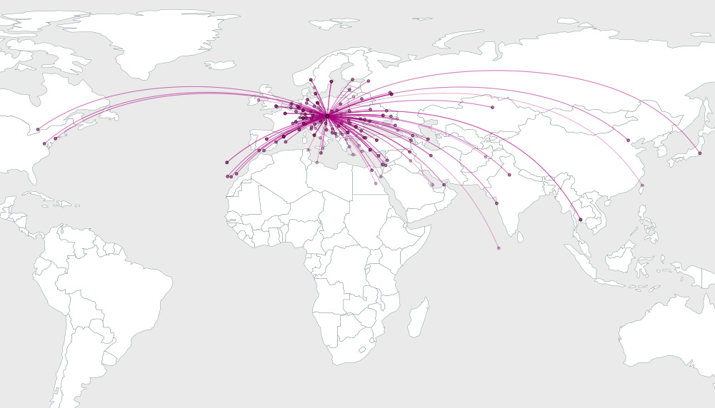 Visualizing Global Connections | Free and Open Source GIS Ramblings