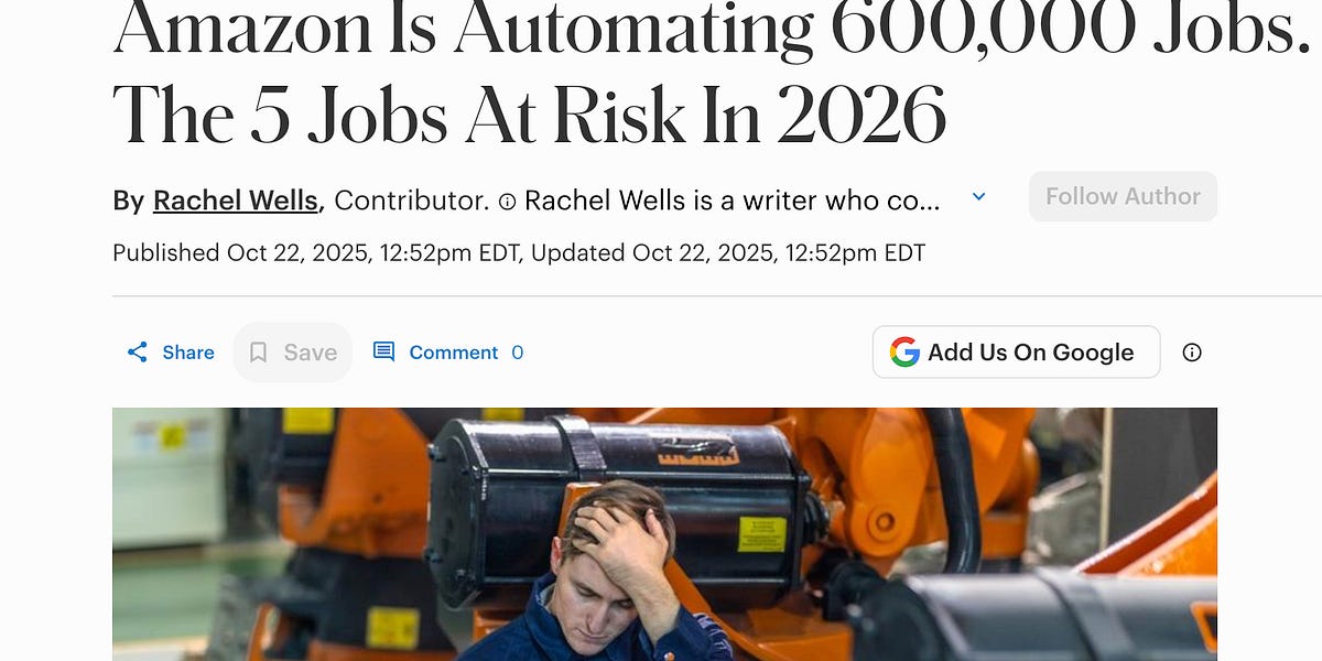 Amazon to Replace 600,000 with AI and Robots