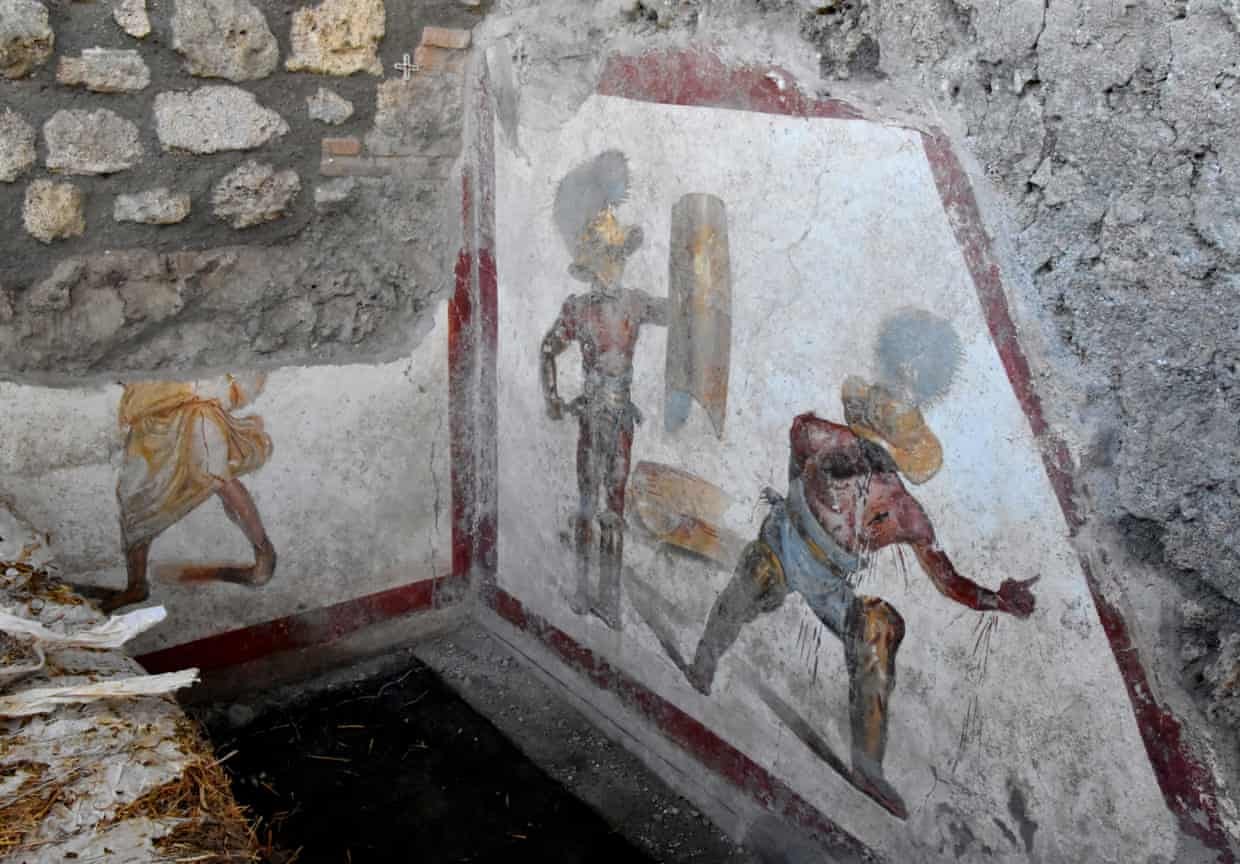 庞贝发现栩栩如生决斗场面新壁画(Vivid gladiator fresco discovered at Pompeii) - Arts & Life  News 艺术生活新闻网