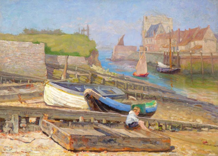 'Haven van Veere' - olieverf op doek: Willem Vaarzon Morel (voorm. coll. Kunsthandel Studio 2000)