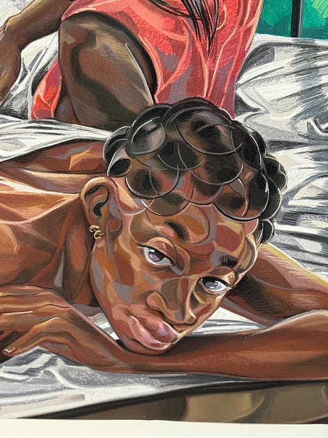 Works by Klara Hosnedlove and Toyin Ojin Odutola