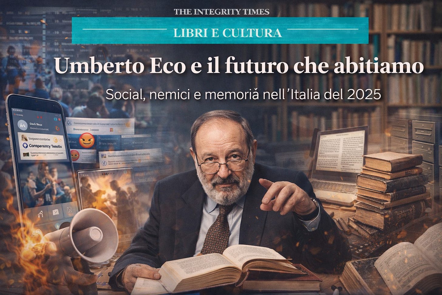 Illustrazione: Umberto Eco e il futuro che abitiamo Illustrazione: Umberto Eco e il futuro che abitiamo