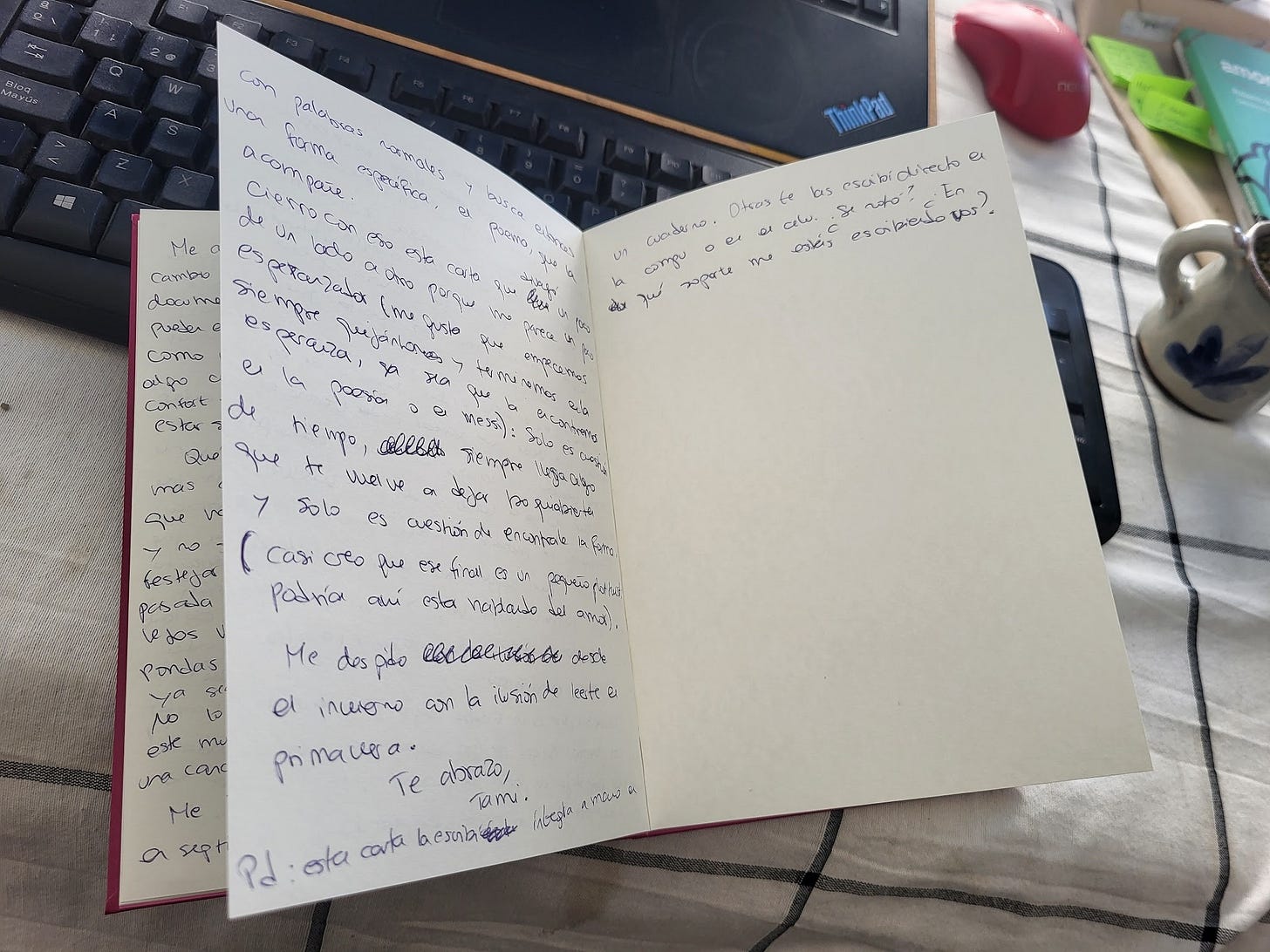 (Esta carta te la escribí a mano).