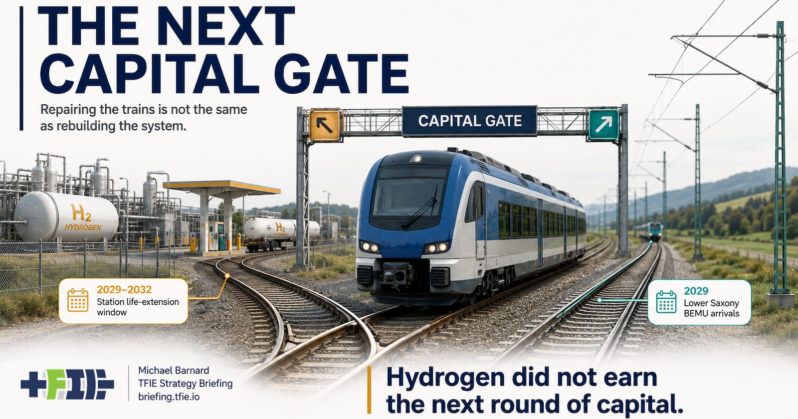 Hydrogen train reaches a junction between station overhaul and battery-electric rail.
