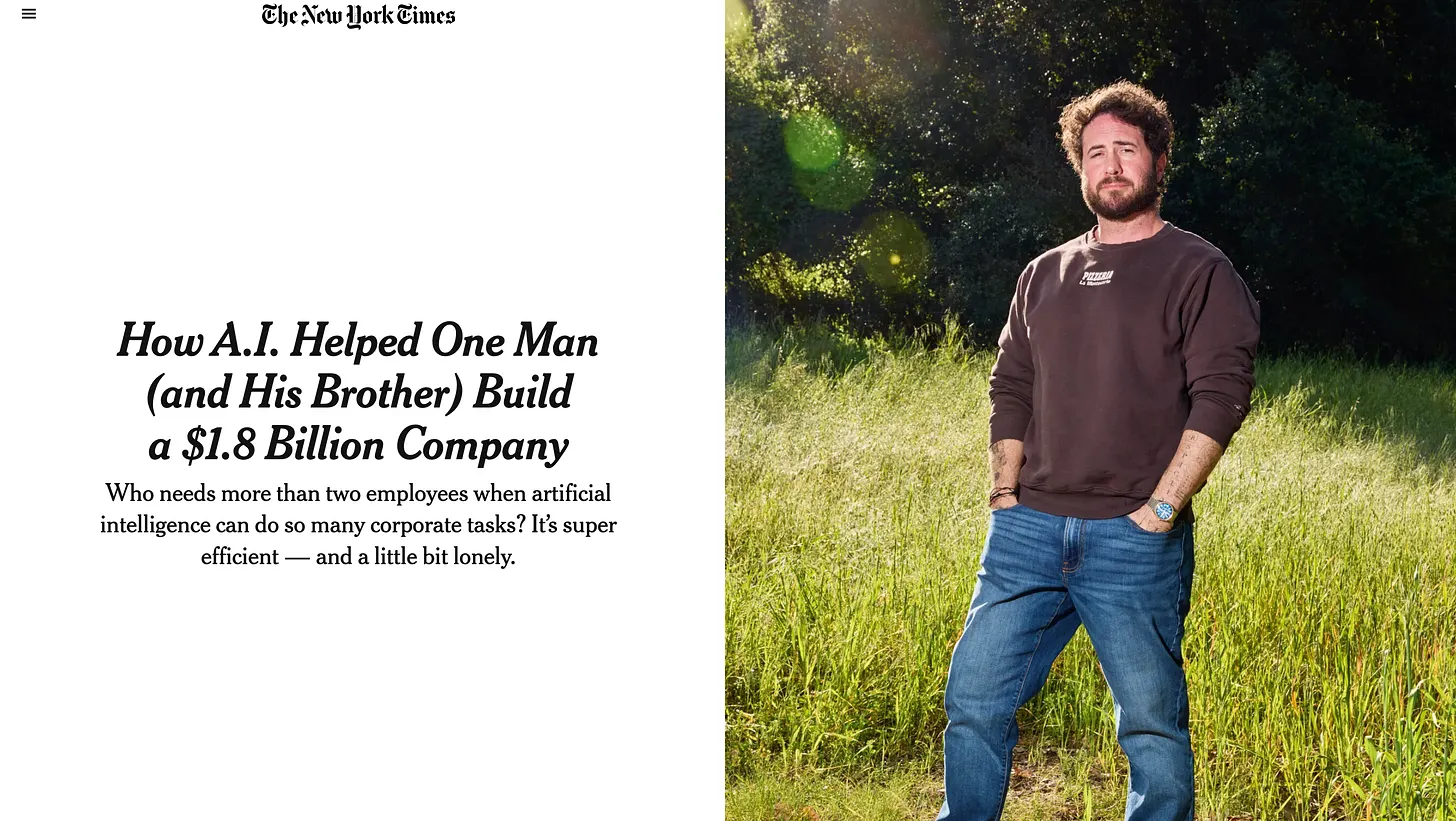 Portada del artículo de The New York Times sobre Medvi y los hermanos Gallagher
