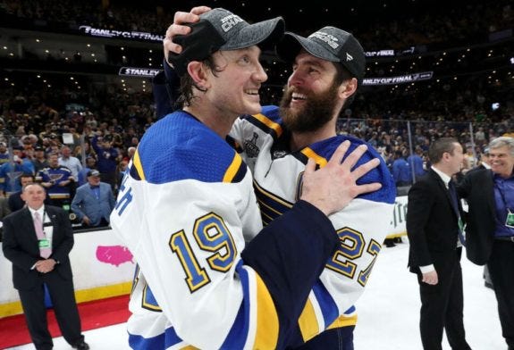 Jay Bouwmeester Alex Pietrangelo St. Louis Blues Stanley Cup Jay Bouwmeester Alex Pietrangelo St. Louis Blues Stanley Cup