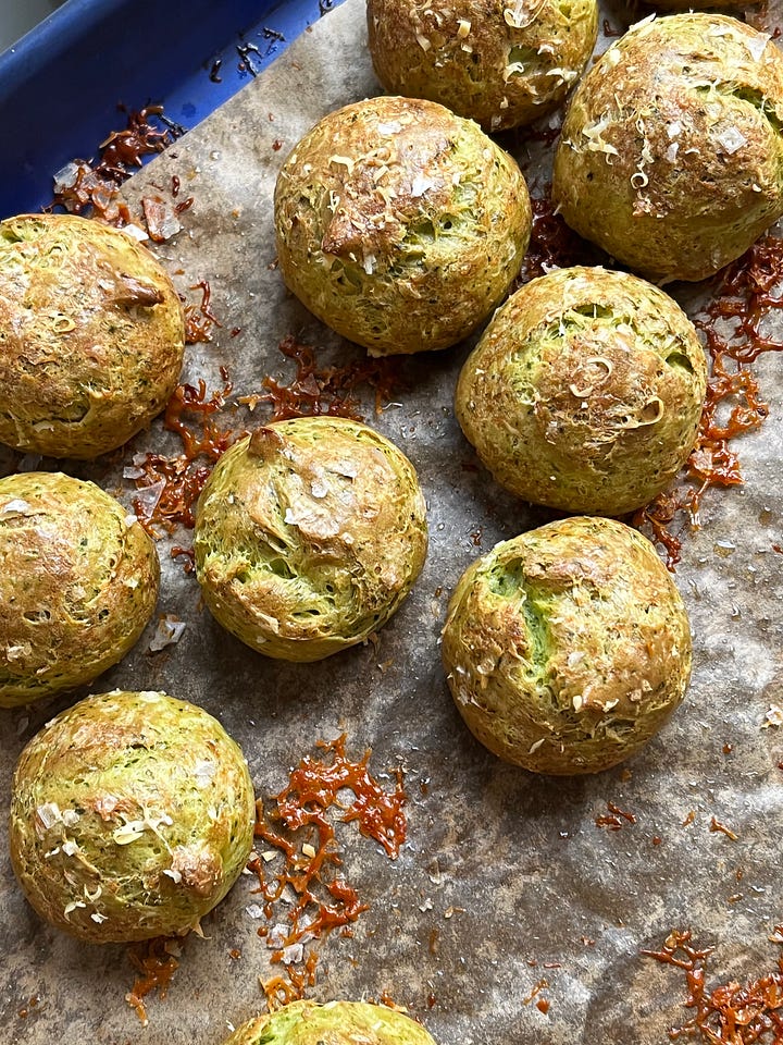 green gougére cheese puffs choux gougeres 