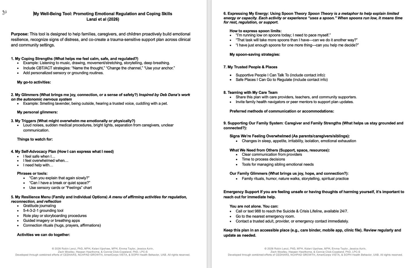Robin's two-page Well-Being Tool Robin's two-page Well-Being Tool