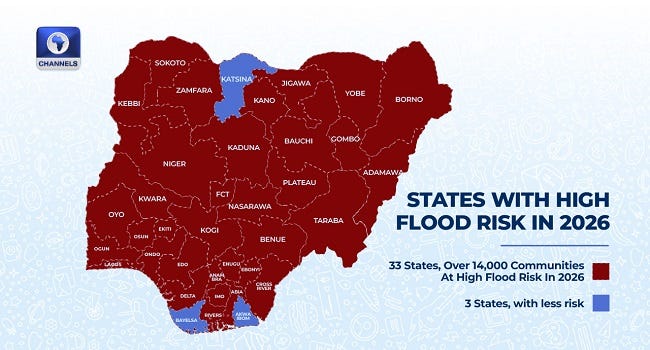 UPDATED] 33 States, Over 14,000 Communities At High Flood Risk In 2026, FG  Warns • Channels Television