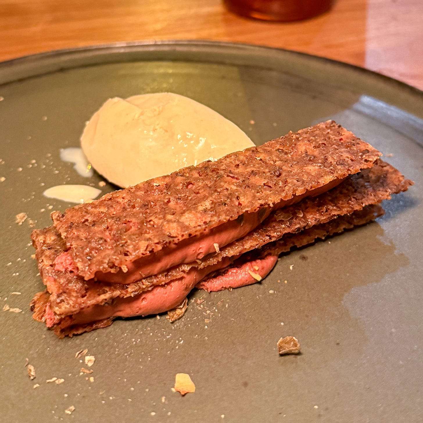 Chocolate millefeuille with ice cream at Masaikuta, Paris 11th