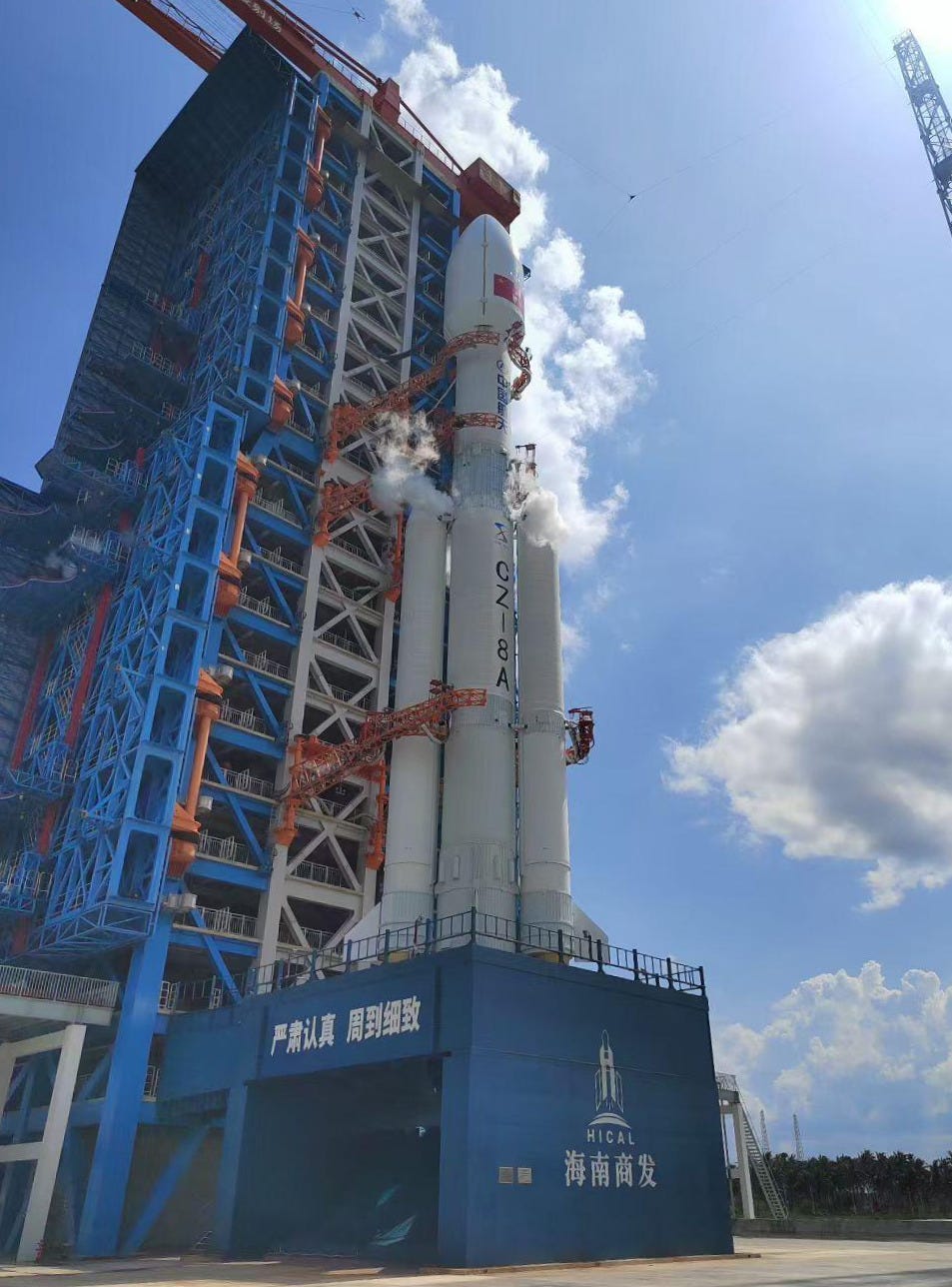 The Long March 8A Y3 vehicle at Commercial Launch Pad 1 ahead of its mission on July 30th.