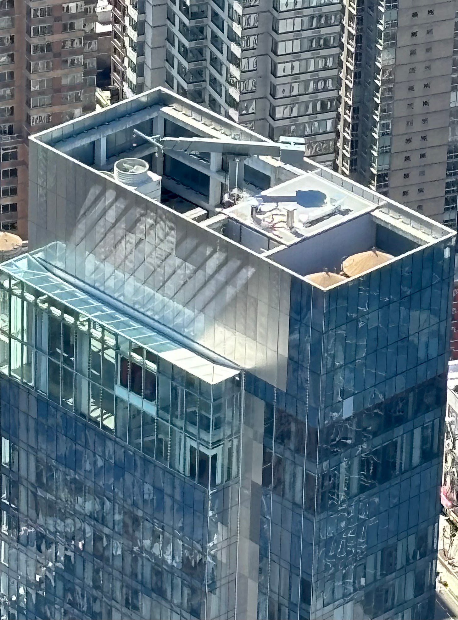 A close-up of the open roof where two roof tanks are visible.
