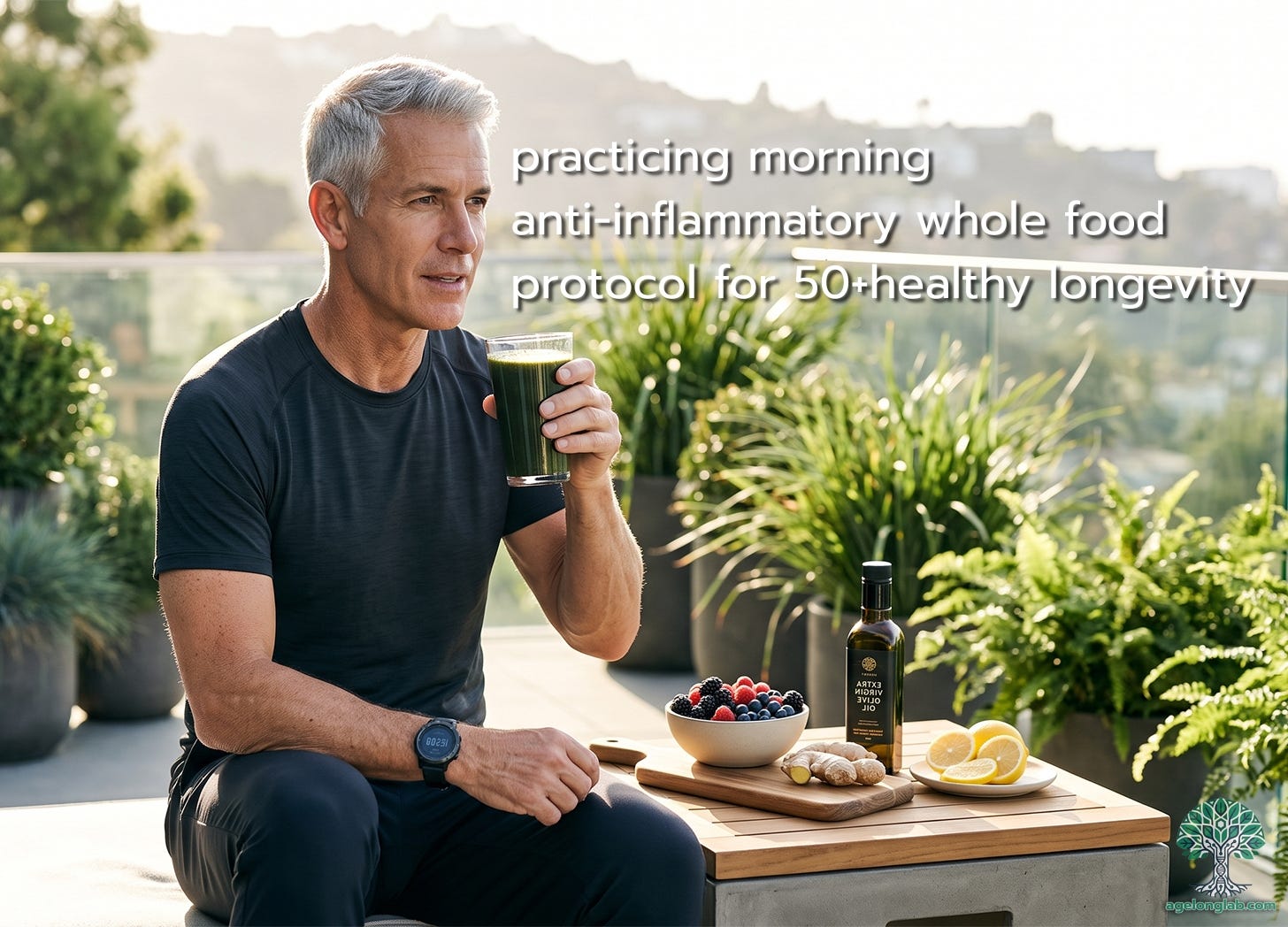 Dejtana practicing morning anti-inflammatory whole food protocol for 50+ healthy longevity