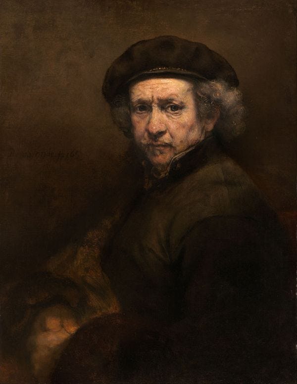 Rembrandt was king at capturing himself as he aged. Not exactly flattering self-portraits, but nonetheless, honest.