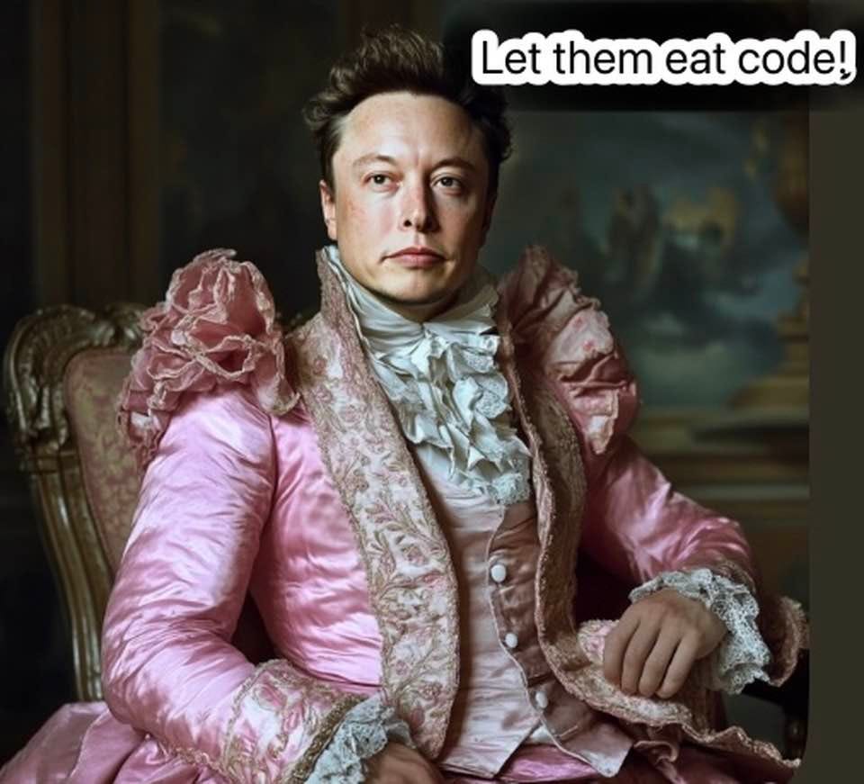 May be an image of 1 person and text that says 'Let them eat code!'