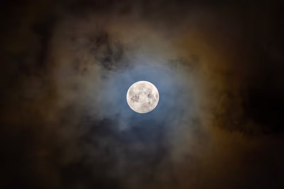 A picture of the Beaver Supermoon on a cloudy night