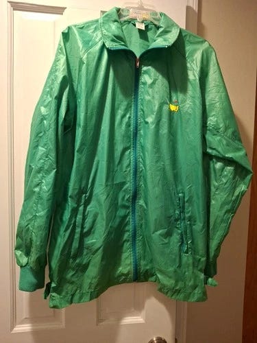 Vintage Augusta National Golf Shop Masters Mens Large Green Rain Jacket Nylon - Picture 2 of 8