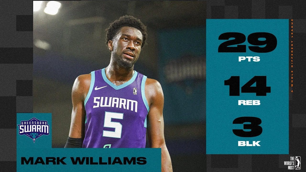 Mark Williams Posts 27 points & 14 rebounds vs. College Park Skyhawks -  YouTube