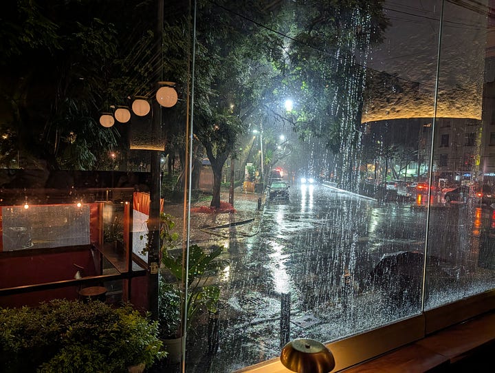 People in Mexico City cocktail bars when it's raining outside