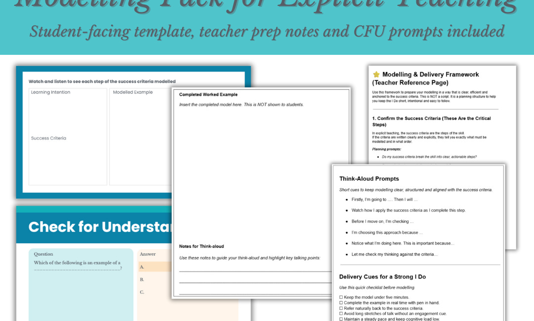 Modelling & Worked Example Pack: I Do Templates for Explicit Teaching