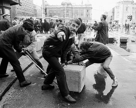 A háborús uszítás elleni tiltakozás Belgrádban, 1991. március 9-én (Fotó: Dormán László)