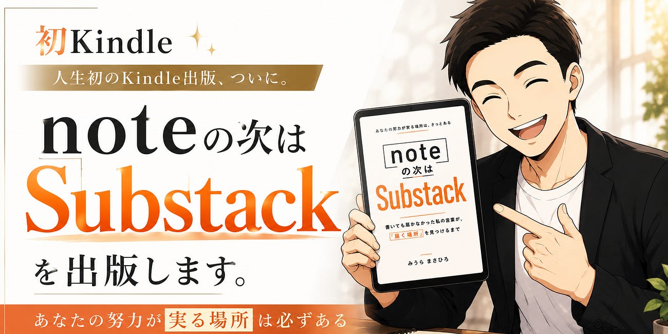 本日12時、人生初のKindle『noteの次はSubstack』をリリースします