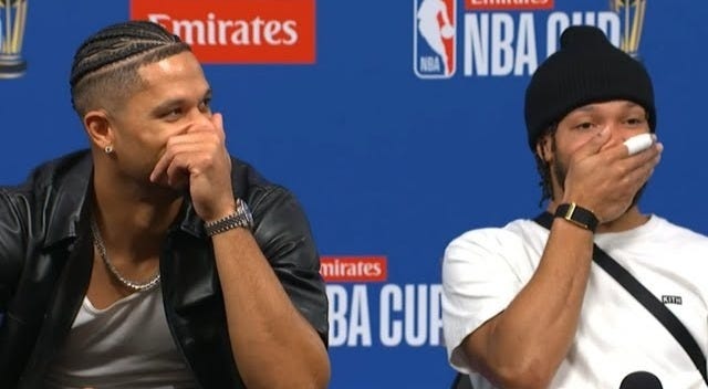 Jalen Brunson and Josh Hart reaction after Hart says inch for inch 😂 -  YouTube