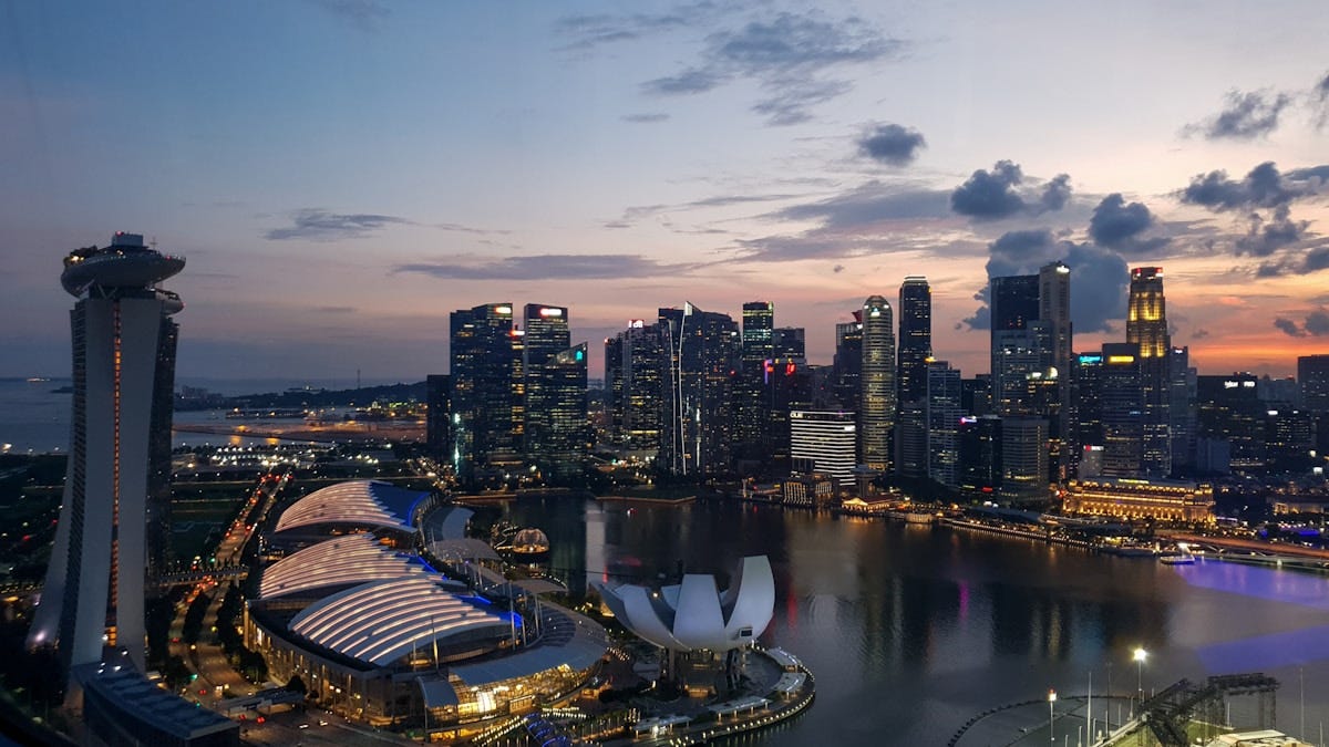 Singapore Marina Bay skyline at sunset