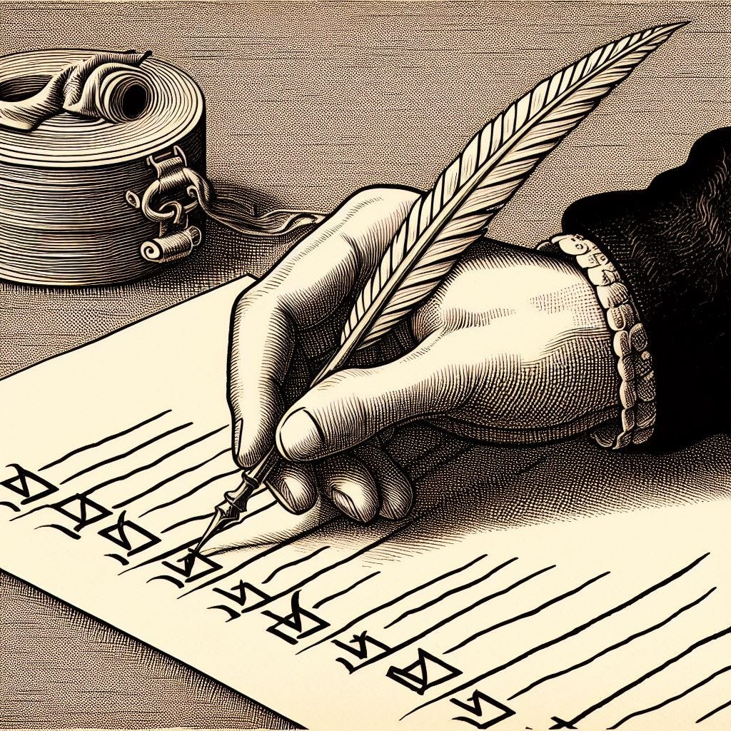 "Old School Checklist" generated with AI, Bing Image Creator, 2023