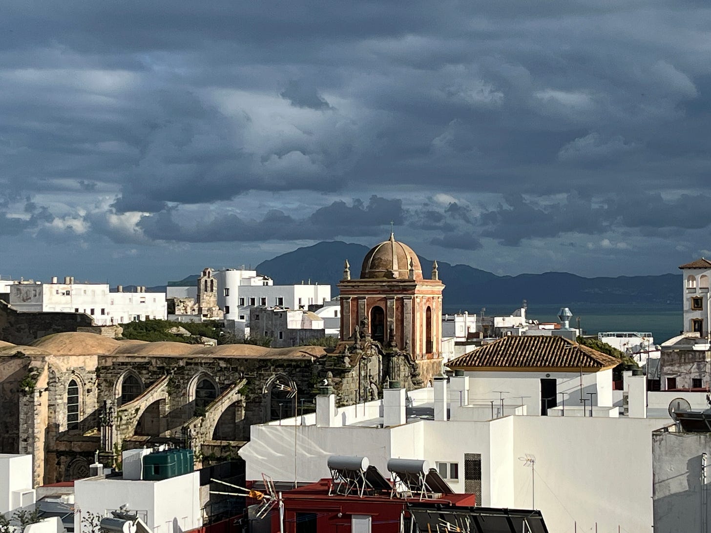 Tarifa, Spain, looking across the Strait of Gibraltar to Morocco